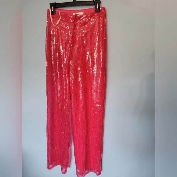 REVOLVE More To Come Sequin Two-Piece Pant Set Hot Pink Small NWOT - Picture 7 of 12